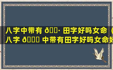 八字中带有 🌷 田字好吗女命（八字 🍁 中带有田字好吗女命好不好）